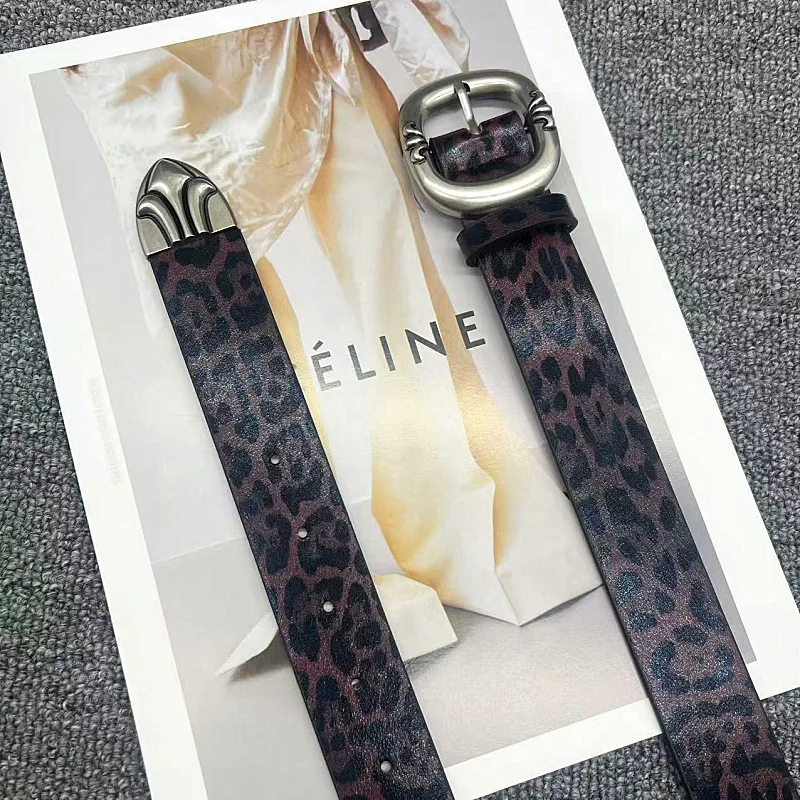 Cinturón con estampado de leopardo para mujer, accesorio versátil, Sensation decorativo de alta gama para faldas y pantalones vaqueros, a la moda, novedad de 2025