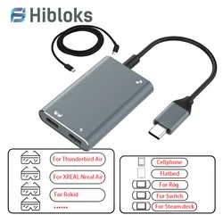 Hibloks AR Transmission Charging Module Data Cable For XREAL Air/Rokid/Thunderbird Air Smart Glasses For Switch /Steam Deck/Rog