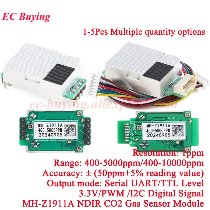 1Pc-5Pcs Winsen MH-Z1911A MH-Z19 NDIR CO2 Carbon Dioxide Air Gas Sensor Module Infrared IR 400-5000ppm 10000ppm for CO2 Monitor