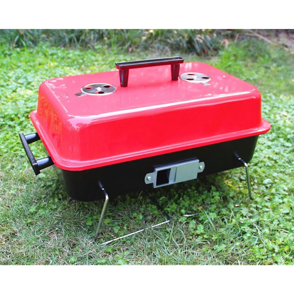 Portable BBQ Rack Portable Home  with Lid Folding Barbecue  Outdoor Metal