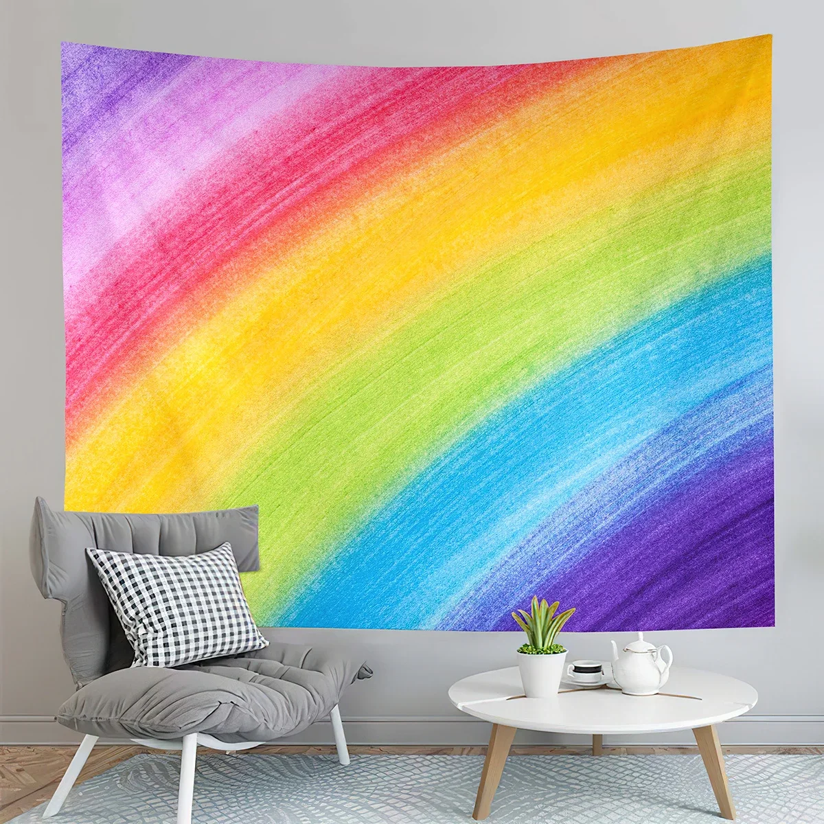 Colorful Rainbow Style Tapestry Abstract Aesthetics Tapestry Art Home Living Room Bedroom Dorm Wall Hanging Decorative Blanket