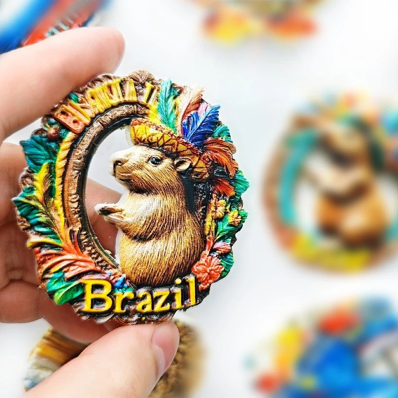 Brazilian Capybara Fridge Magnet - Animal Travel Souvenir Tropical Rainforest Decor Unique South American Gift with Magnet