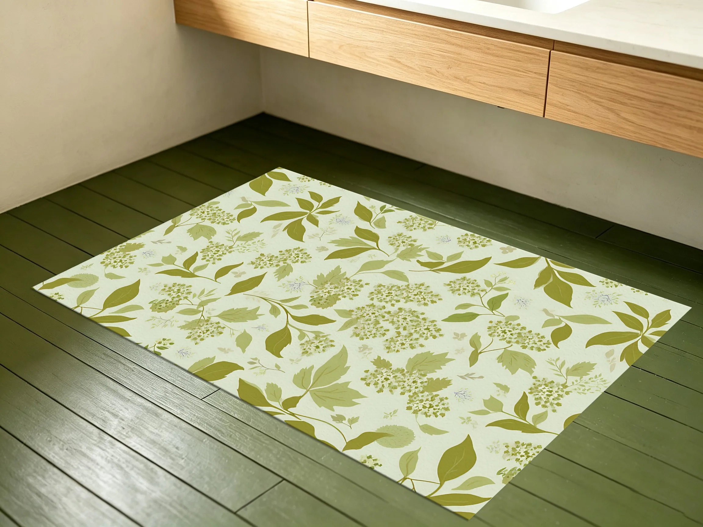 Velvet Rug Soft Pastoral Yellow Green Foliage Floral Pattern for Bedroom Living Room Bay Window Decor