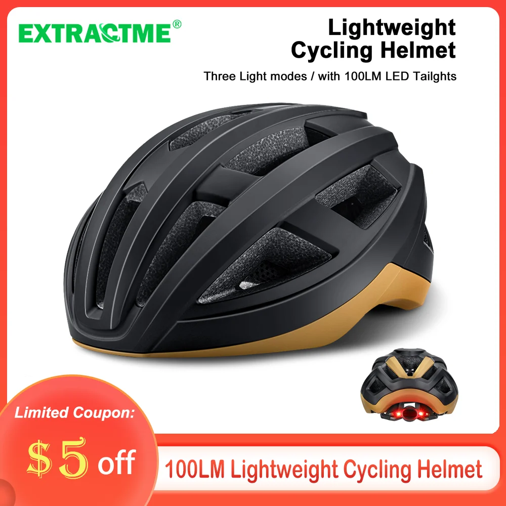 

Extractme Bicycle Helmet MTB Ride LED 100LM Tail Light Outdoor Riding Sports Racing Bicycle Helmet USB Rechargeable Safety Cap