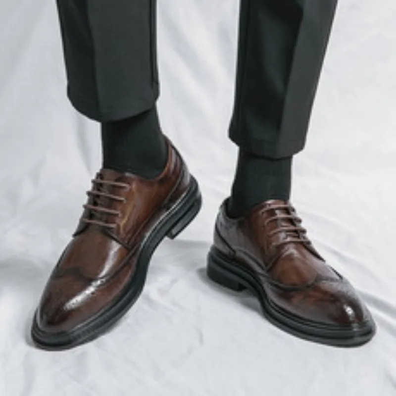 

Кожаные туфли с острым носком, деловые кожаные туфли на высоком каблуке