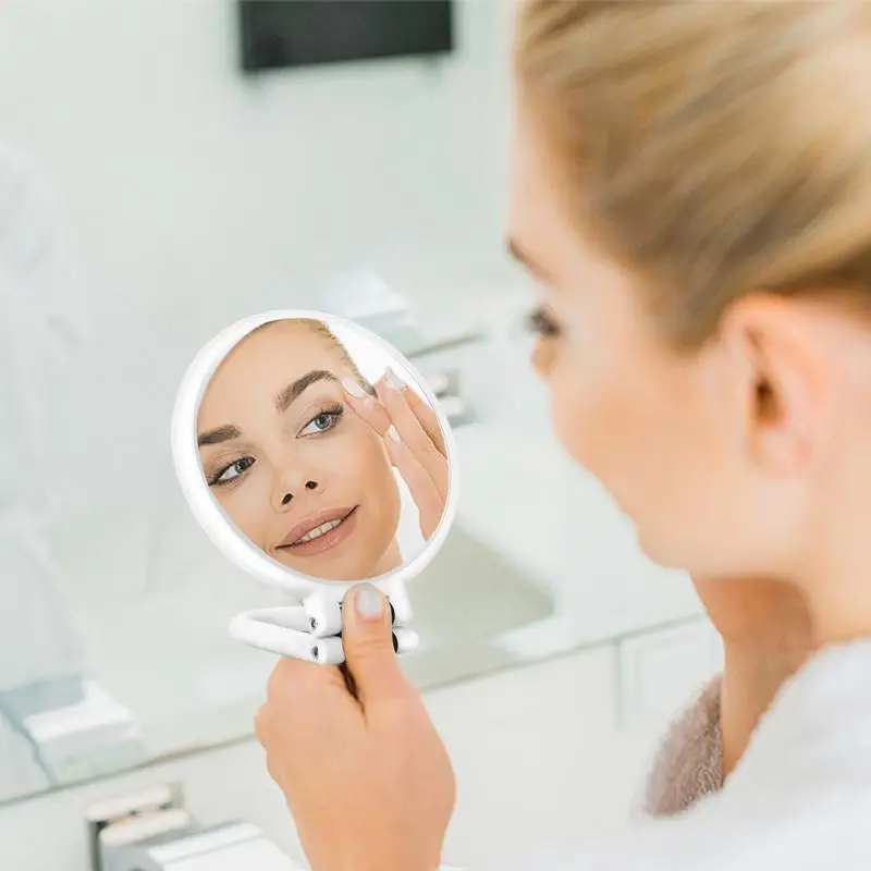 30x กําลังขยายกระจกแต่งหน้าแบบใช้มือถือกระเป๋าแบบพกพา Travel เครื่องสําอางค์กระจกแต่งหน้าพับกระจกพร้อมขาตั้ง