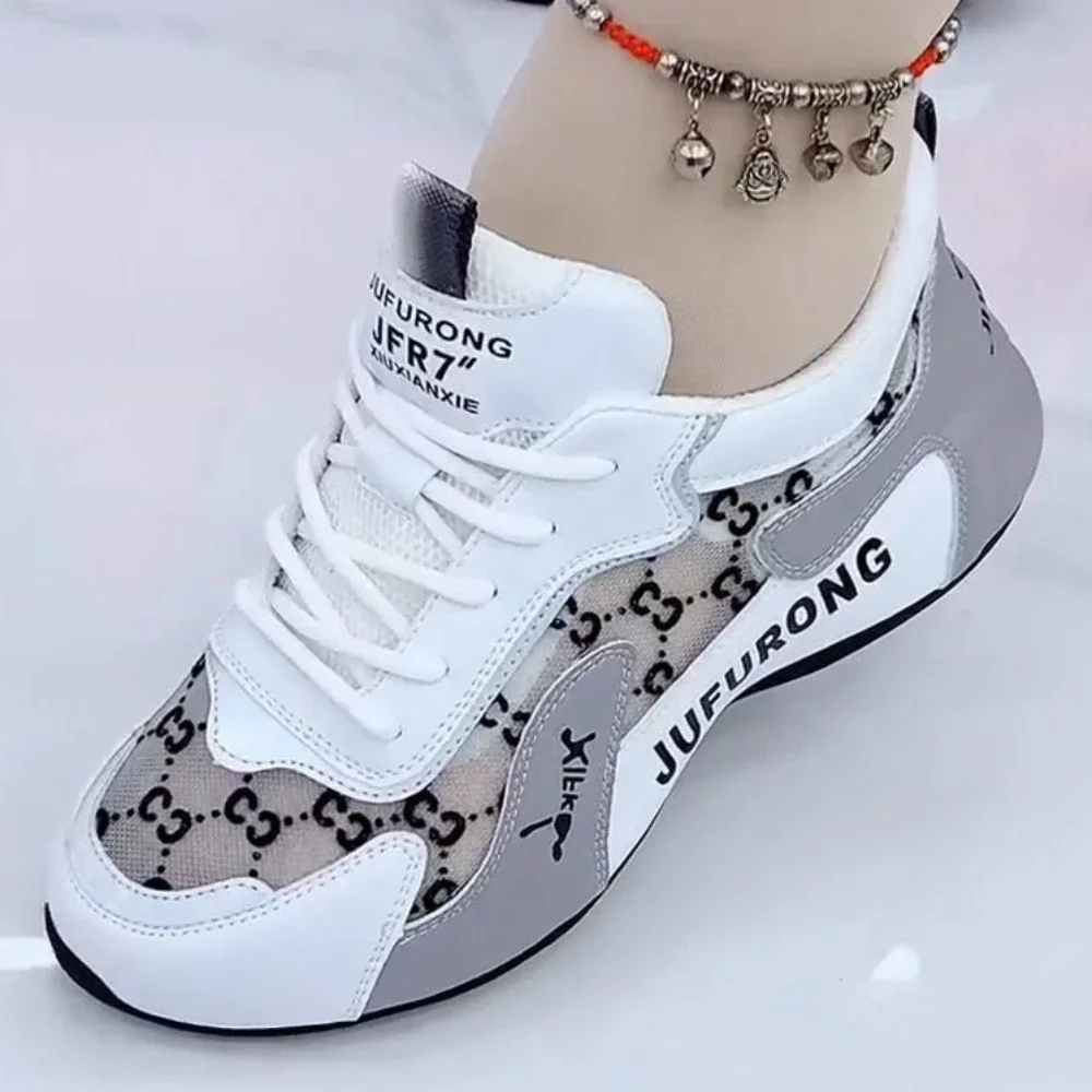 Women Sneakers 2024 New Summer Print Fashion Breathable Mesh Lace Up Sports Shoes for Women Vulcanize Shoes Zapatos De Mujer