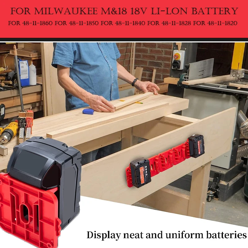 5pc For Milwaukee M&18 Battery Holder For 18V Lithium Battery Can Be Fixed On The Wall  Battery Splice Battery Mount Dock Holder