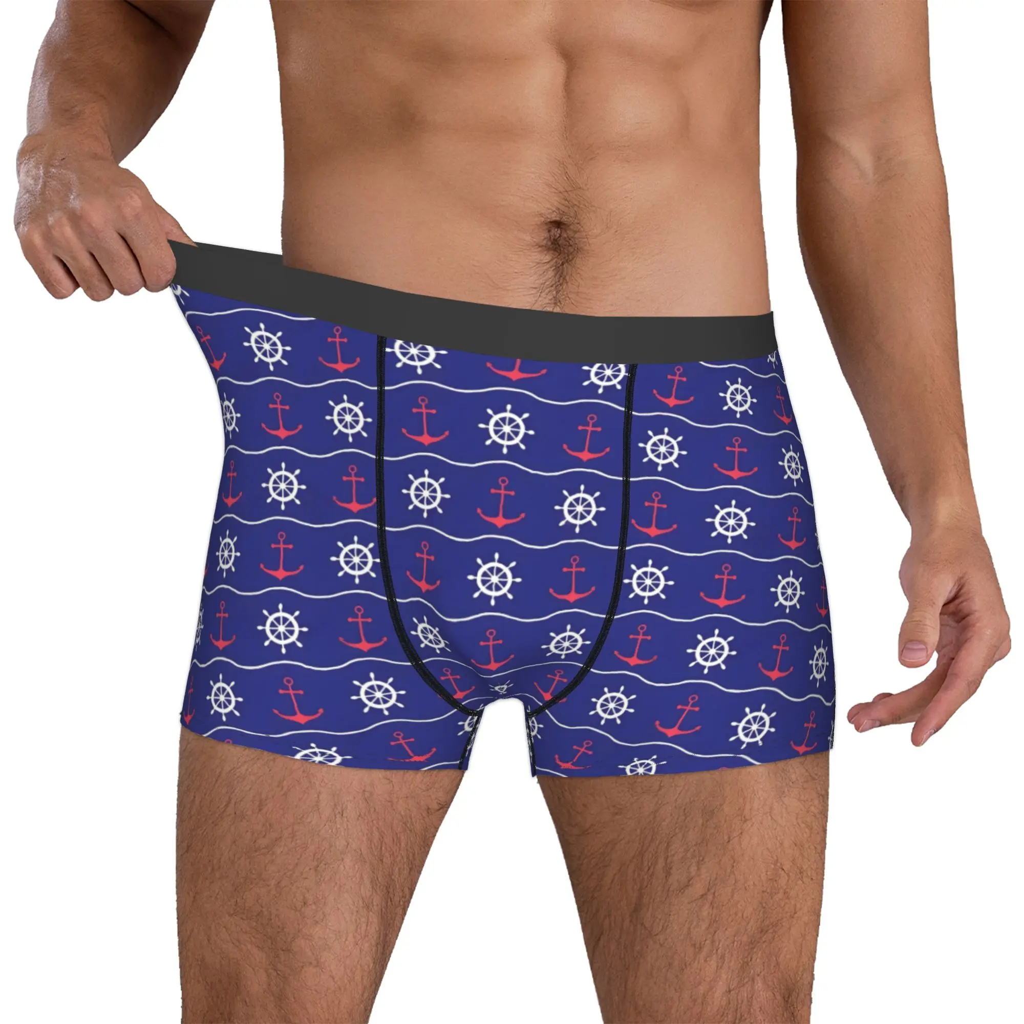 Nautical Anchor Compass Captain Sailor Adventure  Boxers Shorts Mens  Briefs Underwear Cool Underpants