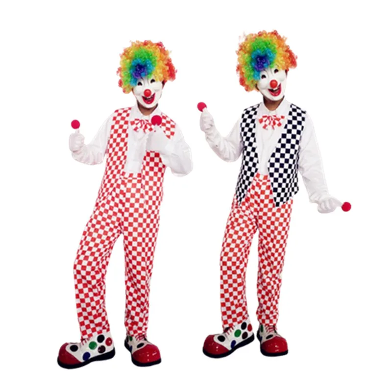 

Carnival Anime Clown Cosplay Costume Suit For Men Masquerade Party Dress Up (Headwear+Mask+Nose+Vest+Clothes)