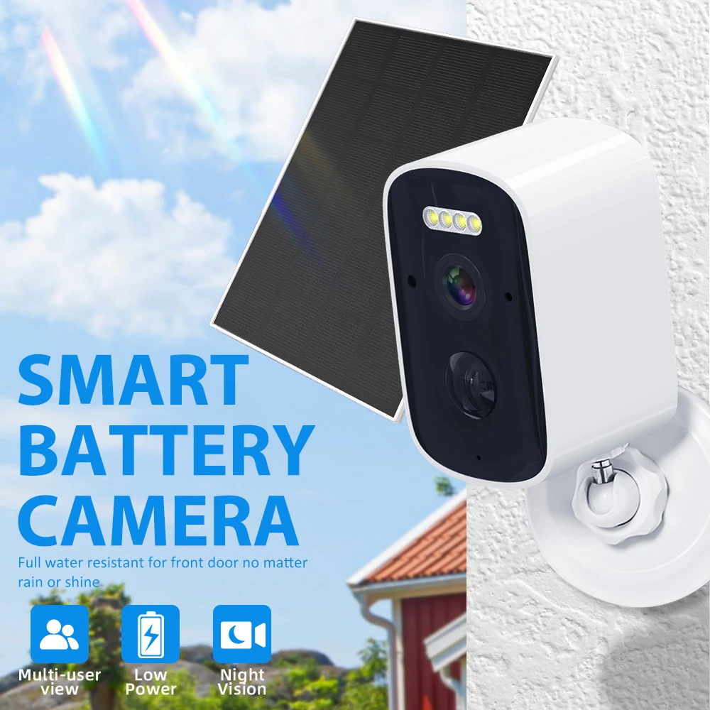 

2K 4 Megapixel Solar Battery Camera Outdoor Indoor WiFi Wireless PIR Spotlight Security Two-way Voice Color Night Vision