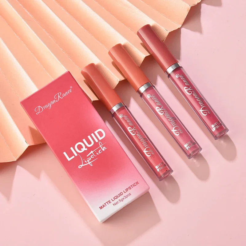 3PCS Multicolor Matte Liquid ลิปสติกชุด Natural Non-drying Lip Gloss กันน้ําและ Non-smudge ลิปสติกแต่งหน้าติดทนนาน