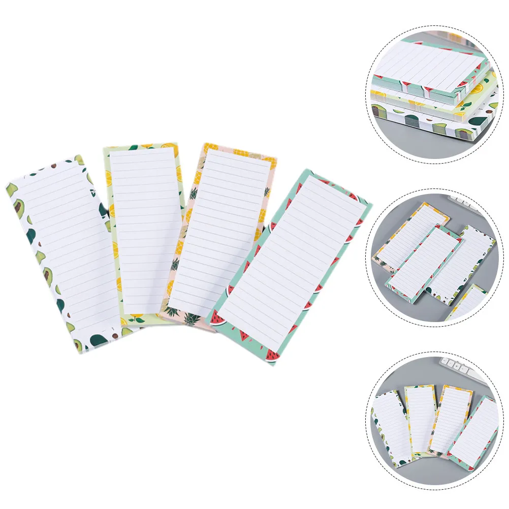 4Pcs Magnetic Refrigerator Notepad Paper Decorative Message Pad Grocery Shopping List to Do Schedule Reminder for Fridge