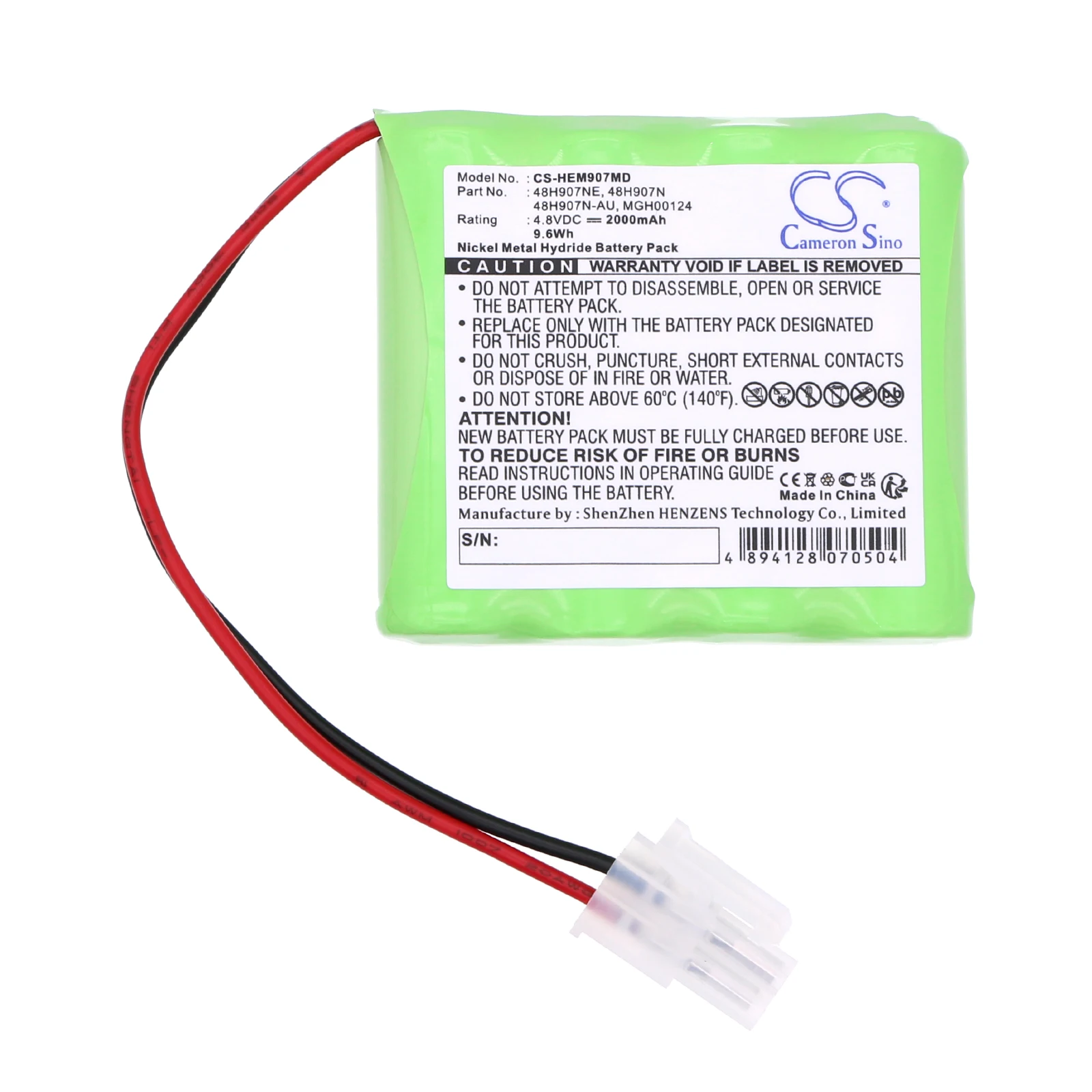 2000mAh 4.8V 9.60Wh Medical Ni-MH Battery for OMRON 48H907NE 48H907N 48H907N-AU MGH00124 B11333 HEM-907 HEM-907XL HEM-907-PBAT