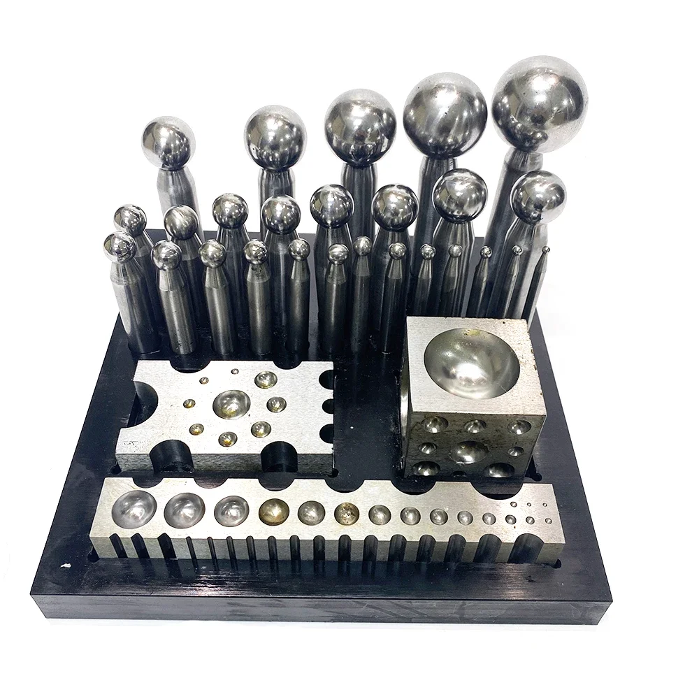 29PCS Jewelry Tools Doming Block And Dapping Punches Set Highly Polished Dapping Punches Steel Dapping Set Punches And Block