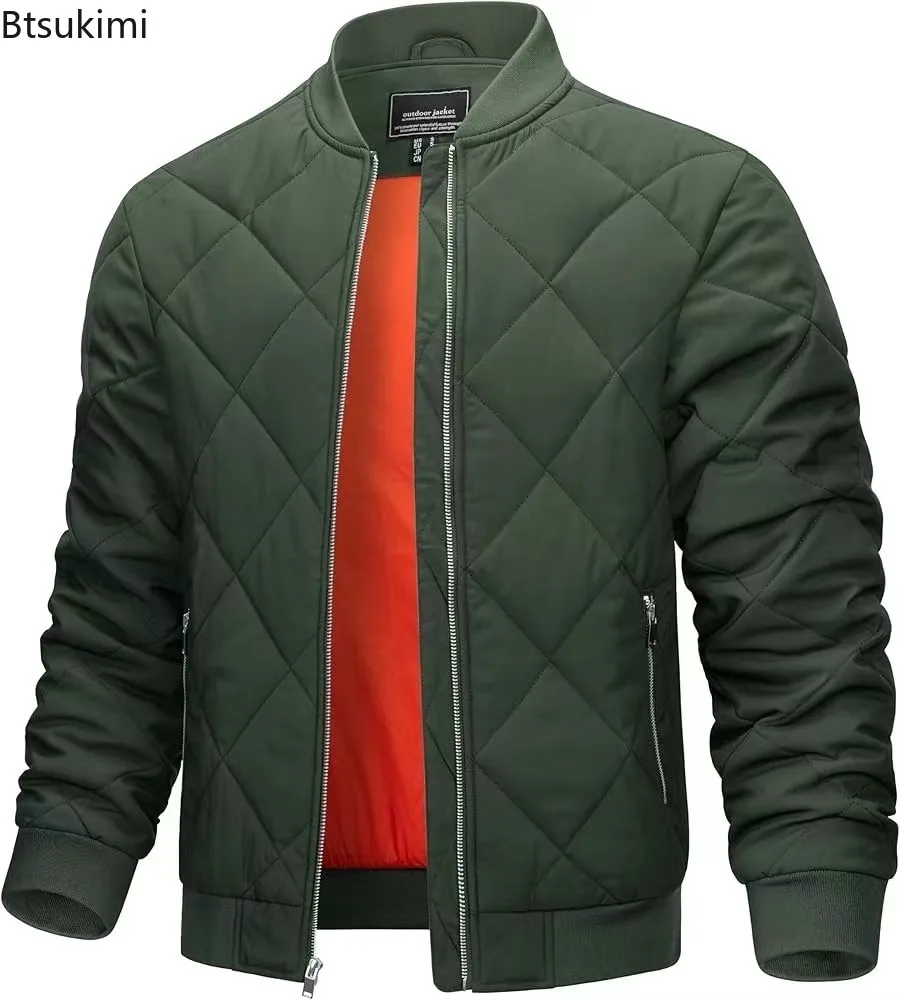 เสื้อแจ็คเก็ตฤดูหนาวแบบใหม่สำหรับผู้ชาย คอเบสบอล ผ้าตาข่าย น้ำหนักเบา สไตล์วินเทจ ลำลอง กันน้ำ กันลม อุ่น