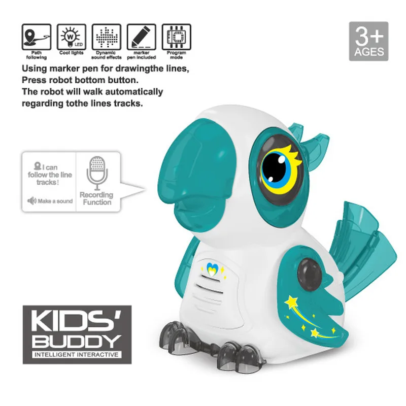 Elektryczna zabawka dla dzieci Papuga Świecąca Muzyka Edukacyjna LED Światło Zabawka Muzyczna dla Dzieci Prezent Urodzinowy Urocza Zabawka Wokalna