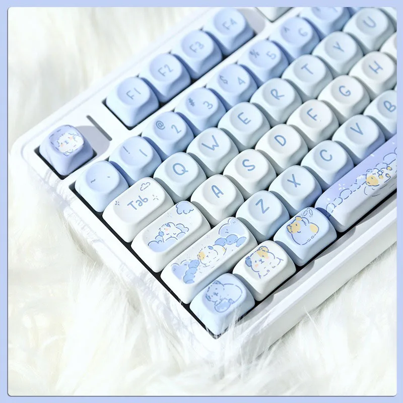 

Cute PBT Keycap Set for Mechanical Keyboard,MOA Profile,Spherical Top,Kawaii Carton Patterns,Including Mac Kit