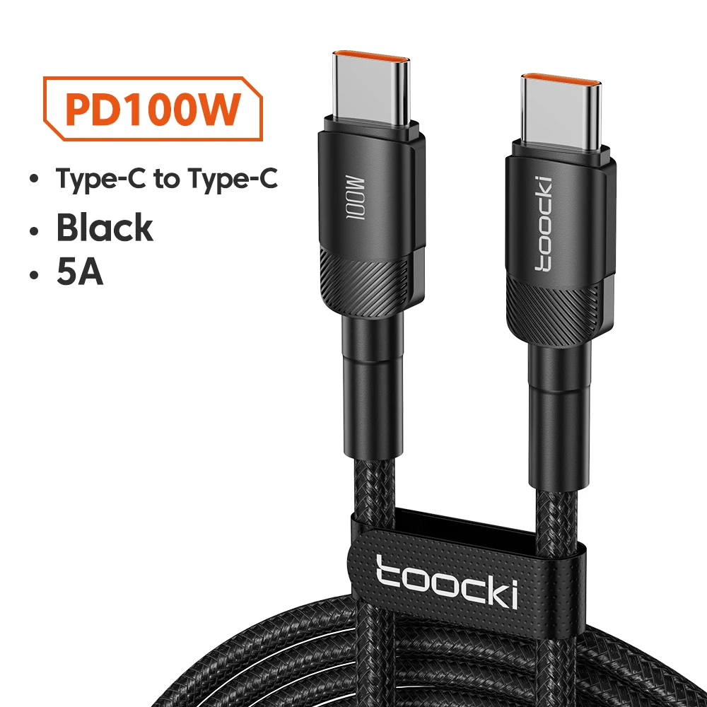 Toocki 100W/60W USB-C auf Typ-C Schnellladekabel für iPhone 17 16 Samsung PS5 – Quick Charge Typ-C Datenkabel für Xiaomi