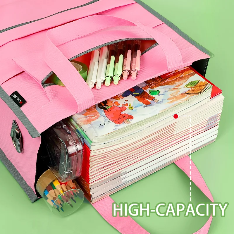 Huajie 1 أكسفورد القماش عمودي سعة كبيرة ستيريو حقيبة يد مقاومة للاهتراء ومقاومة الأوساخ الكمبيوتر المحمول الضروريات اليومية حقيبة مستحضرات التجميل مناسبة للسفر المكتبي والمدرسة