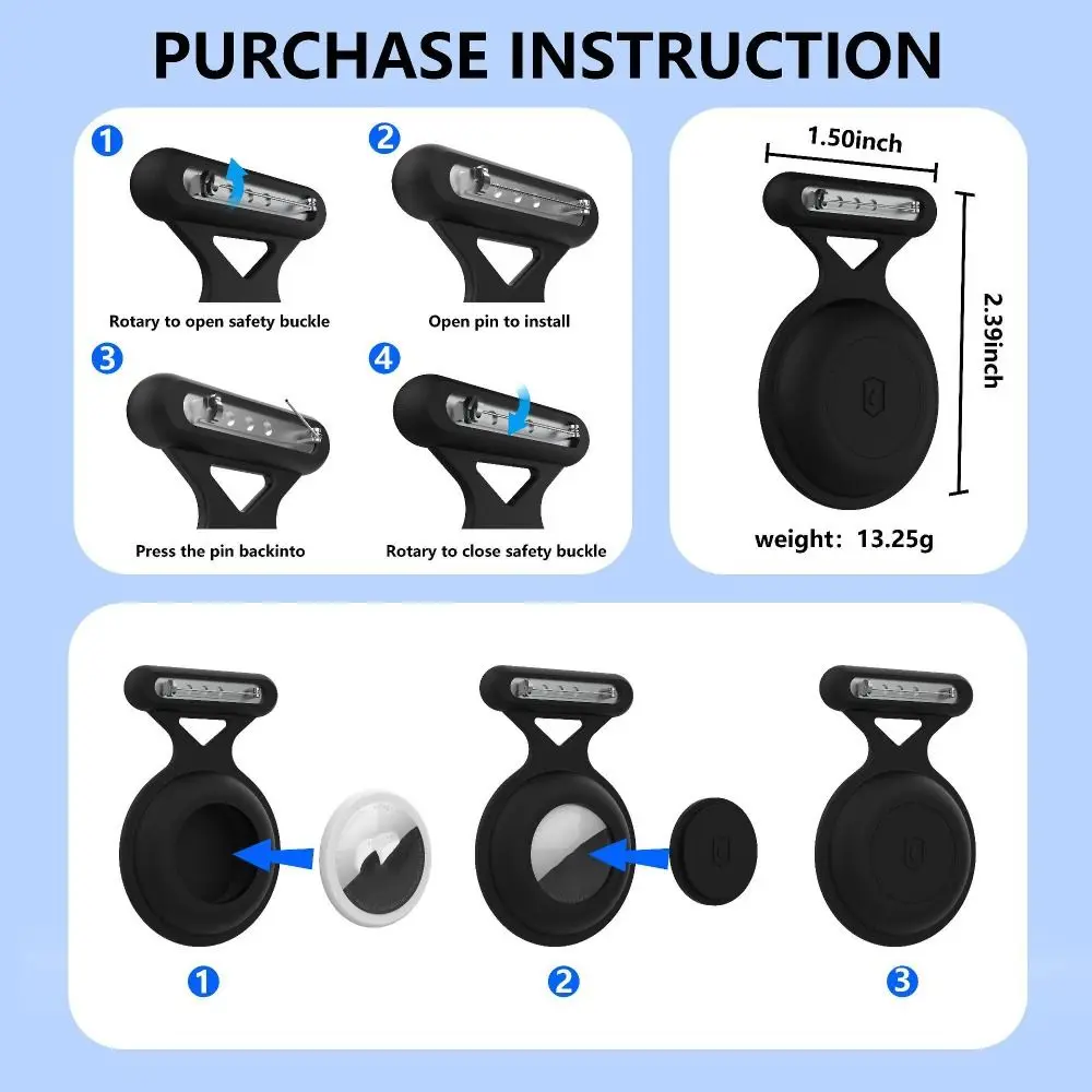 Silicone Tracker Case Anti-scratch Waterproof Tracker Accessories Sleeve Keychain Brooch Pin Holder Case for AirTag Kids