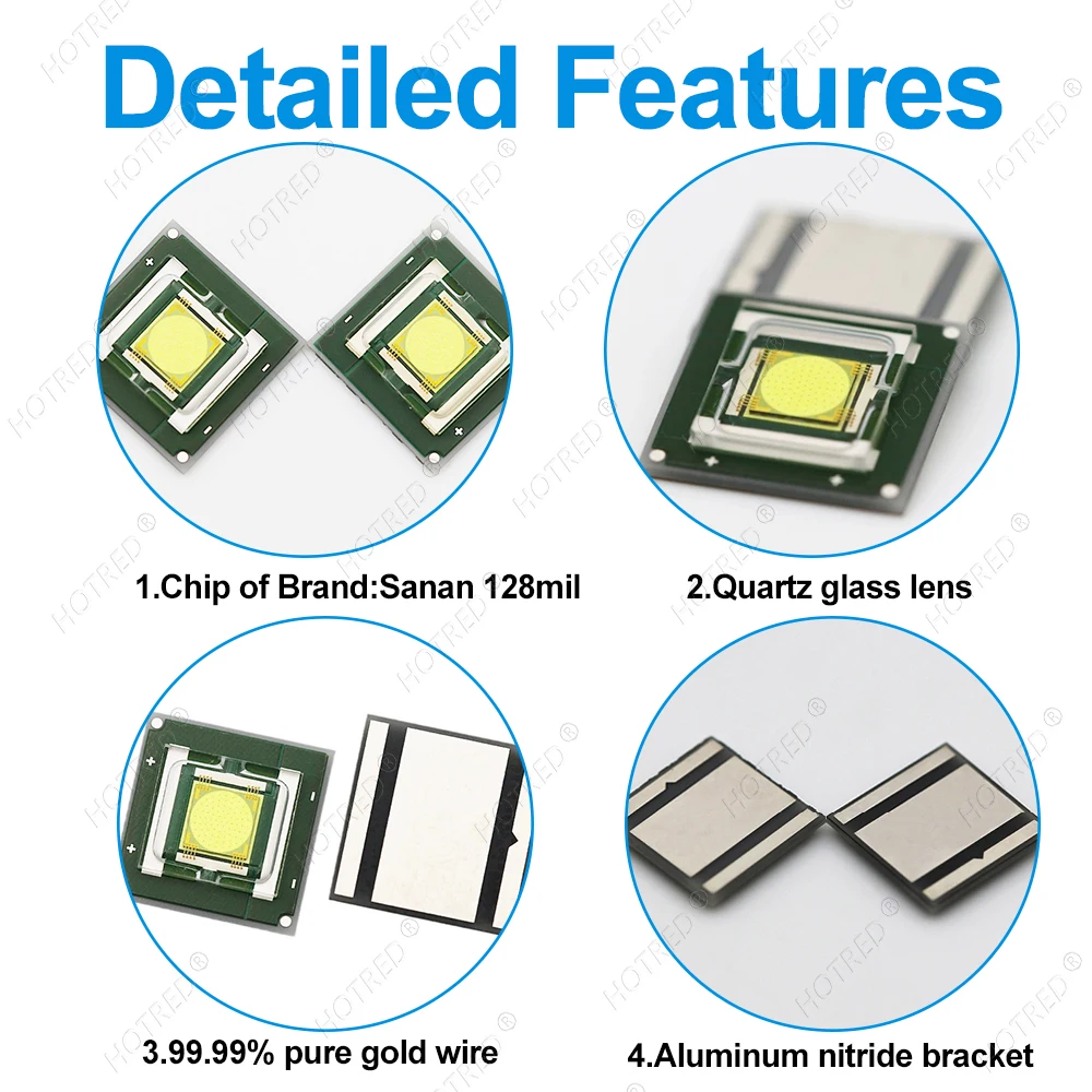 50W Ultra High Brightness 9090 Cold White Laser LED Bead High-Power Strong Light Long-Range Dance Table Lamp Flashlight 3V Chip