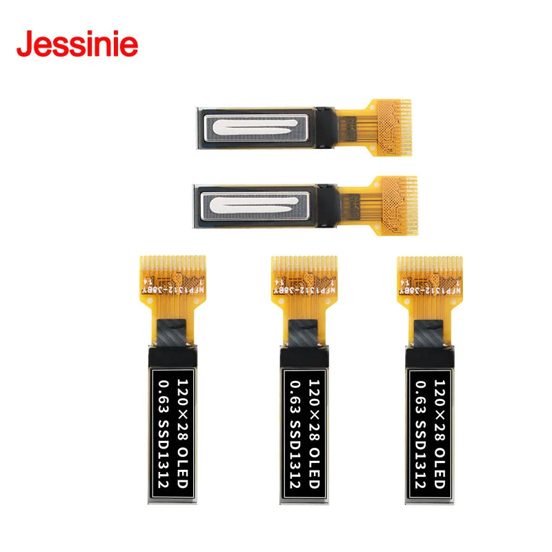 5pcs/1pc 0.63 inch OLED Display 0.63'' LCD SSD1312 Driver I2C Serial Interface 120x28 White Bare Screen Panel 14Pin Welded