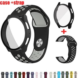 Silicone strap+case for Samsung Galaxy watch 7 6 5 4 40mm 44MM 2 pack PC cover+Tempered Glass+sport hole bracelet on 20mm Bands