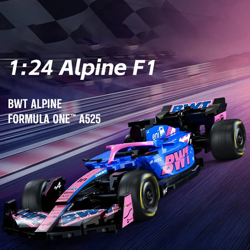 Bloques de Construcción de Auto de Carreras Alpine A525 F1, Escala 1:24, Modelo de Superauto Deportivo, Kit de Ladrillos, Juguete para Niños y Adultos, Regalo, 300 Piezas
