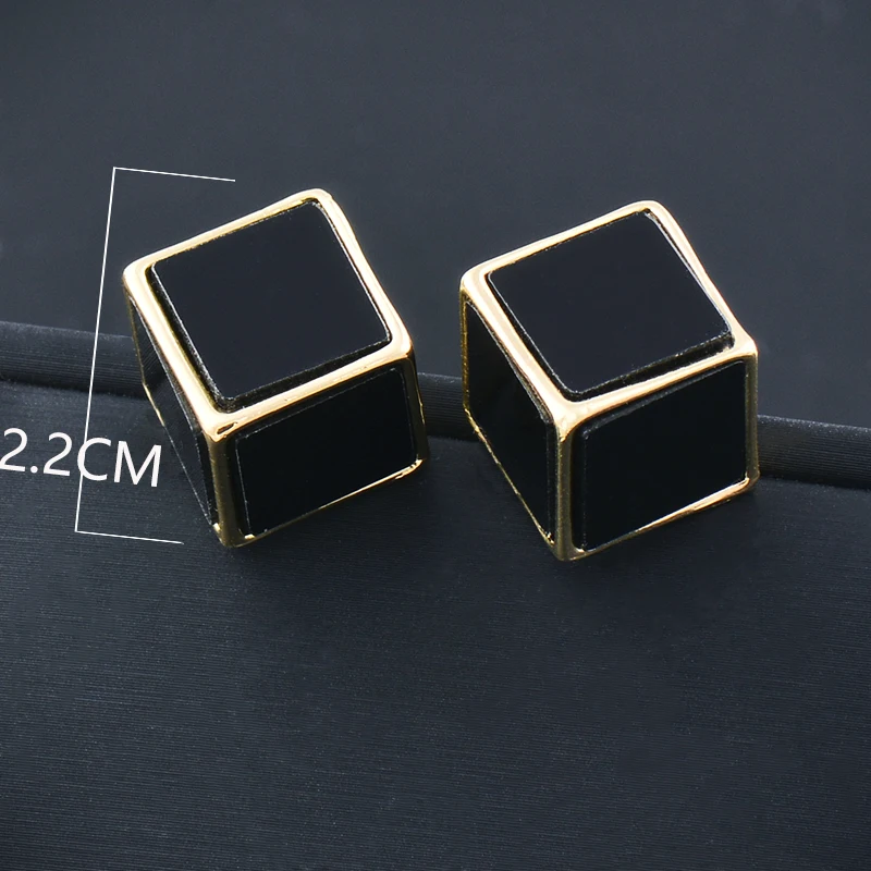 SINLEERY trendy black cube stud earrings for women wedding party jewelry accessories