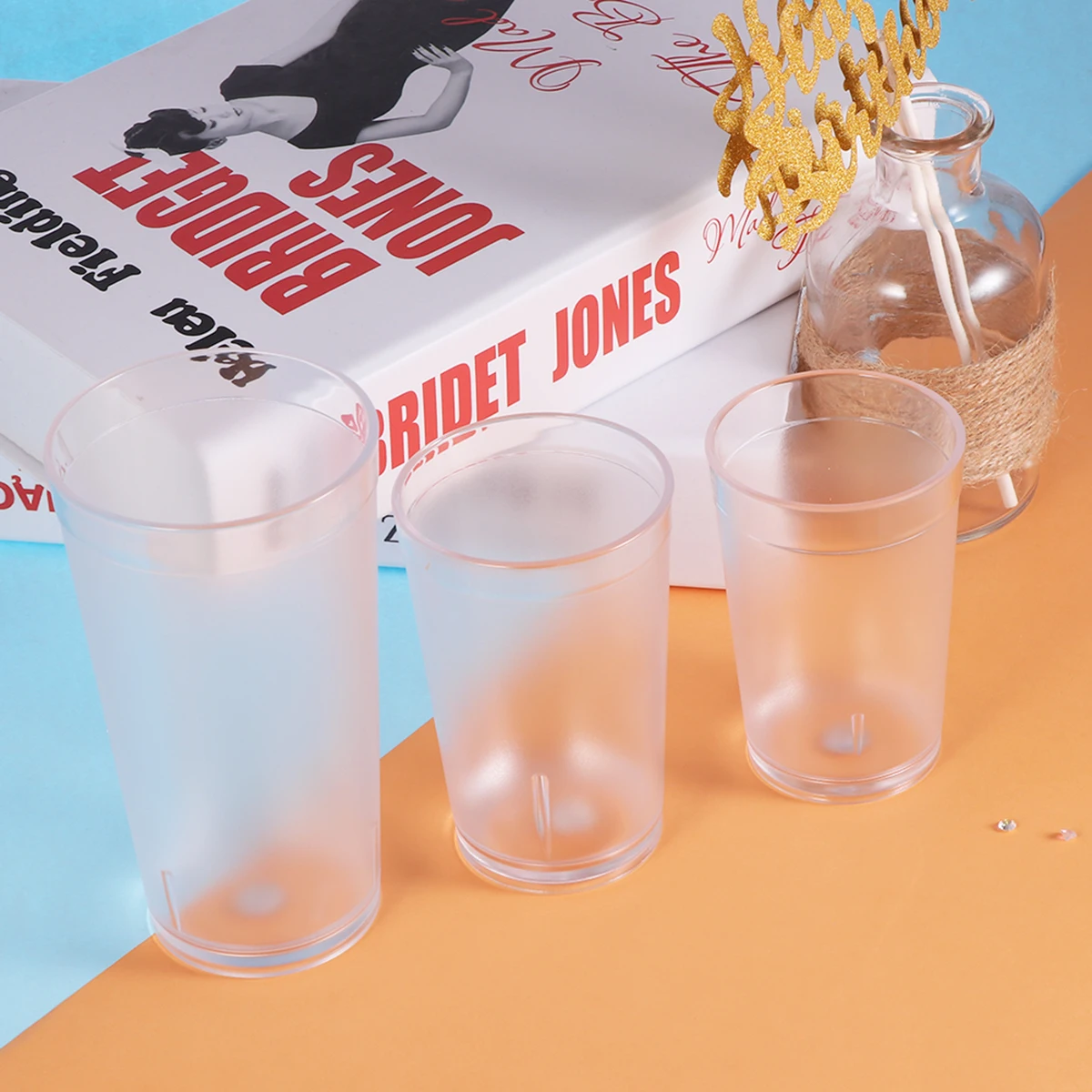 

10pcs Acrylic Water Cups Clear Plastic Tumbler Set Reusable Shatterproof Frosted Whiskey Juices Outdoor Patio