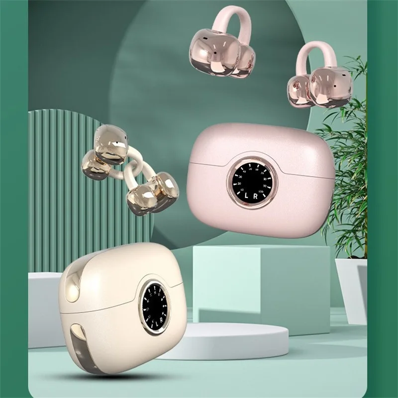 

Open Type Bluetooth Earphone Electric Quantity Digital Display Long Battery Life Ear Clip Style Earphone Sport Listen Music