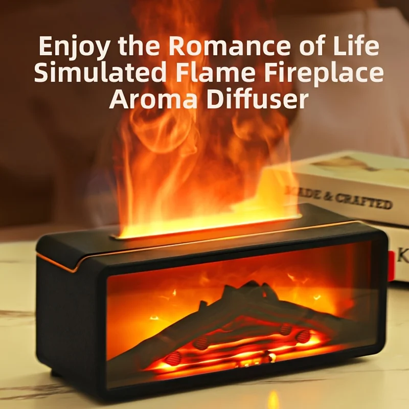 موقد لهب ناشر رائحة تصميم فحم مقلد مع 7 ألوان لهب جو للمنزل الاسترخاء عطلة الزينة