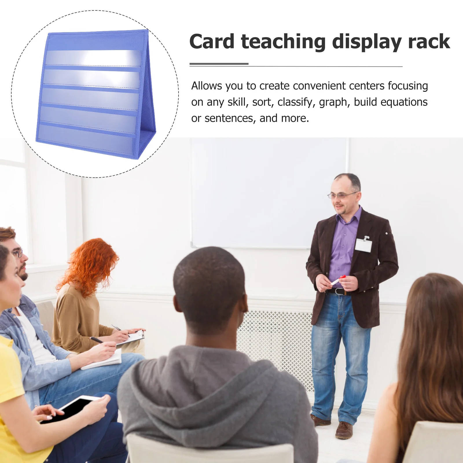 

20pcs 30.5X33Cm Teaching Pocket Chart Self-Standing Desktop Display Holder For Alphabet Sorting Educational Tool Classroom