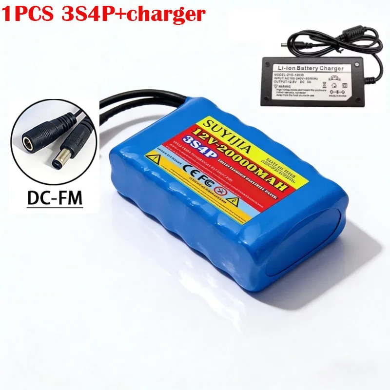 3S4P 12V 40A BMS Orline Batterij 18650 20000mAh Lithium Ion Hoge Capaciteit Batterij XT60 Dc5521 400W High Power Motorfiets Lamp
