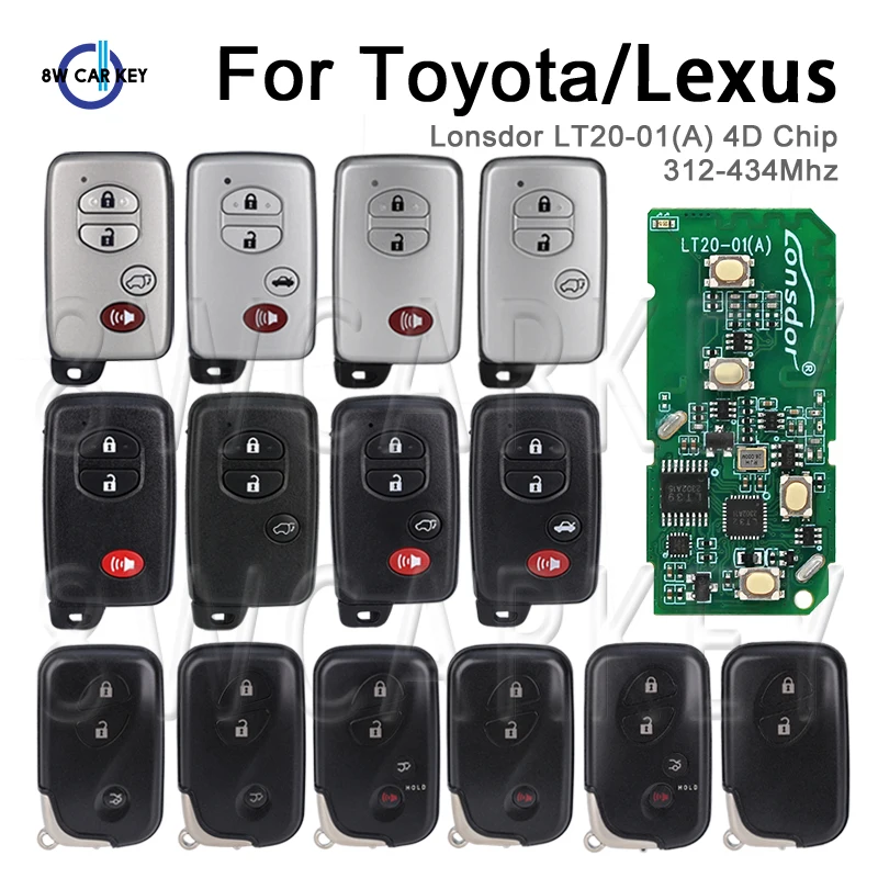 LT20-01EN Lonsdor Universal Remote Key Suitable For Toyota RAV4 Prado Corolla Camry For Lexus ES IS LS Keyless 4DChip 312-434Mhz