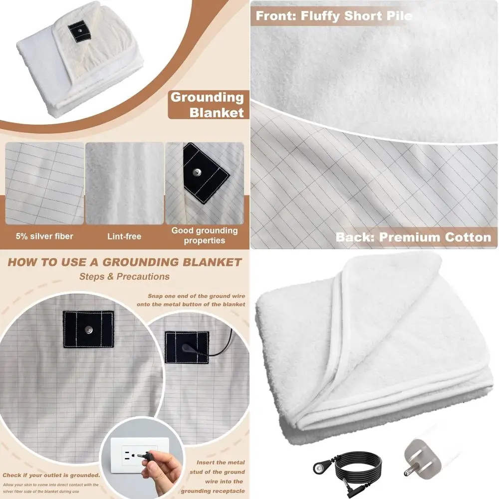 

Уютное одеяло Earth-Connected для повышенного сна и уменьшения усталости, 47x59 Кремовое