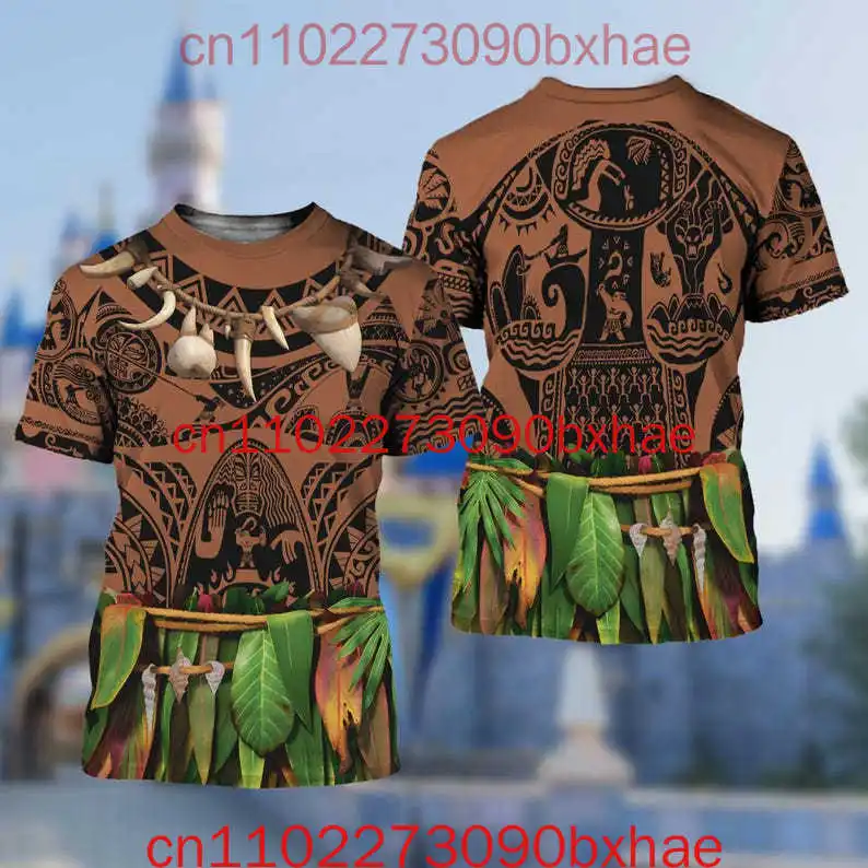 

2026 New Disney Moana T-Shirt 3D Print Cartoon Cosplay Costume Fashion Men's and Women's Children's Short sleeved T-shirt