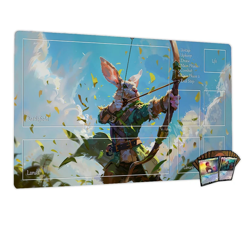 Mata do gry w karty Magic, mata TCG, Królik Łucznik, Szop Pracz, antypoślizgowa, obszyte krawędzie, maty do gier, tapeta, mata Magic, podkładka pod karty — zdjęcie produktu 7