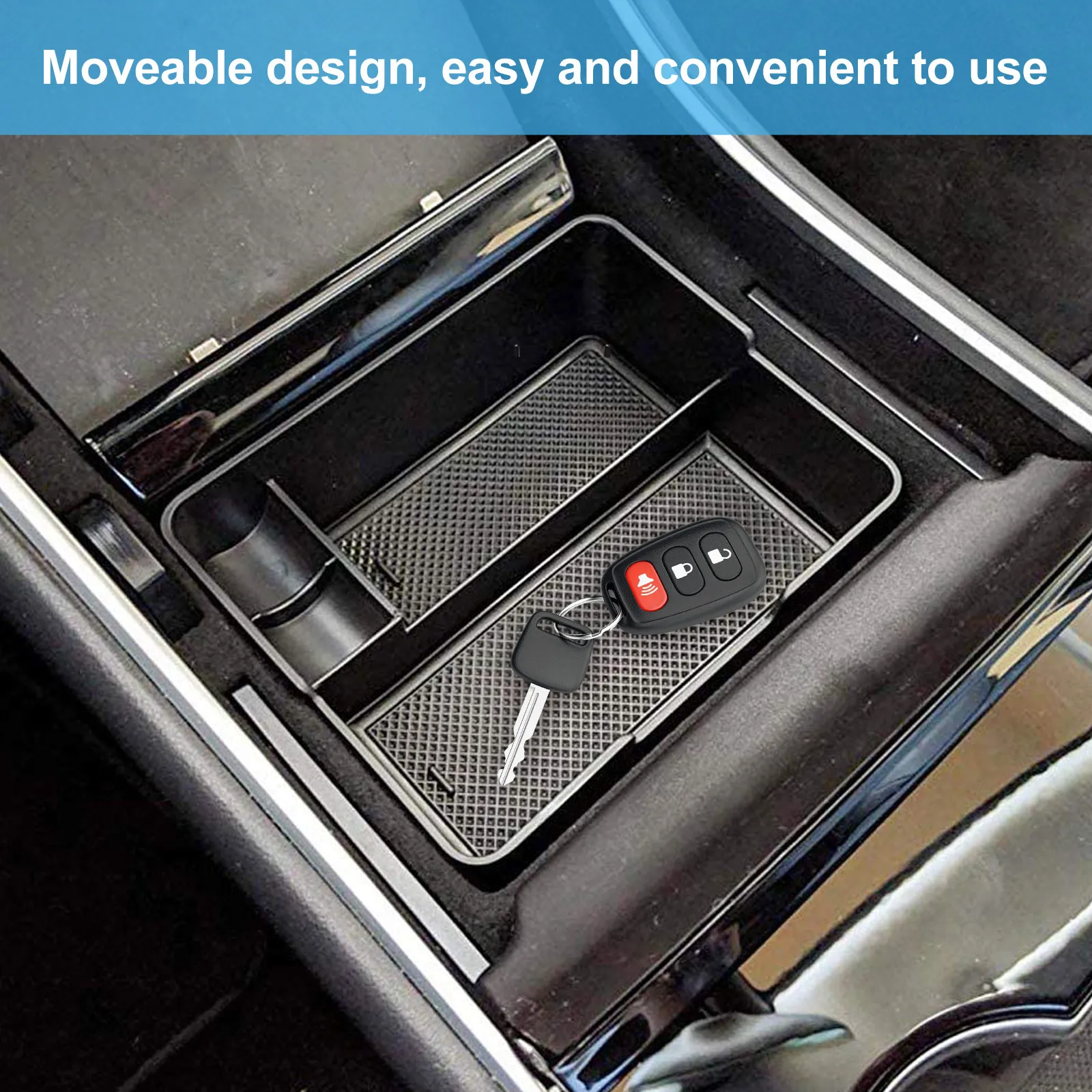 

Car Storage Box Plastic Center Console Organizer Tray Multifunctional Sundries Organizer Hidden Drawer Storage Holder for Phone