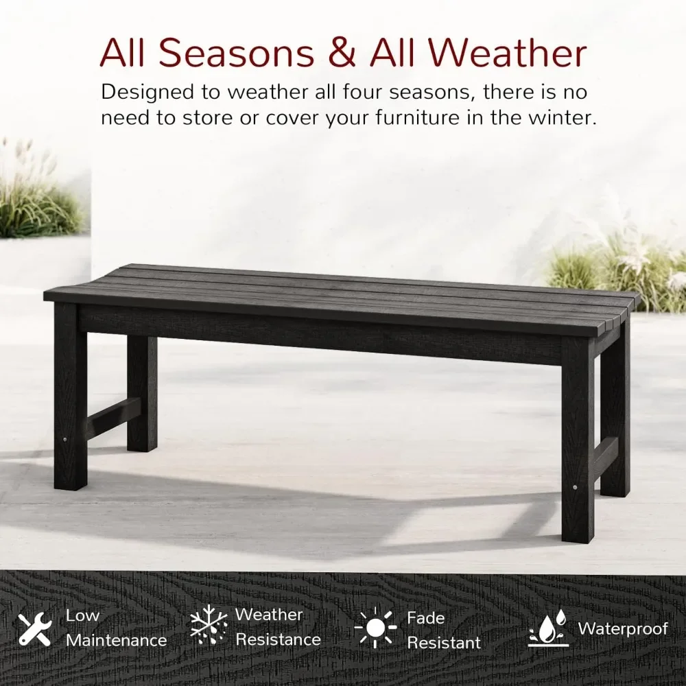 

Outdoor Bench – 2-Person Patio Backless Bench, All-Weather HIPS Garden Bench, Never Rot or Fade for Backyard/Porch