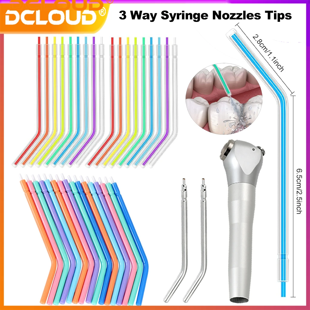 

250Pcs Dental 3 Way Syringe Air Water Spray Disposable Nozzles Tips Triple Nozzles Colorful Dentistry Instrument Accessories