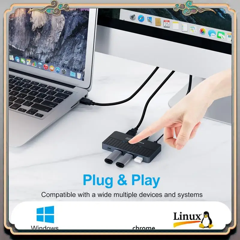 

Прочный USB3.0 коммутатор общего доступа к компьютеру 2 в 4 выхода KVM 2X4 USB 3.0 селектор переключателя для клавиатуры, мыши, принтера, монитора ПК