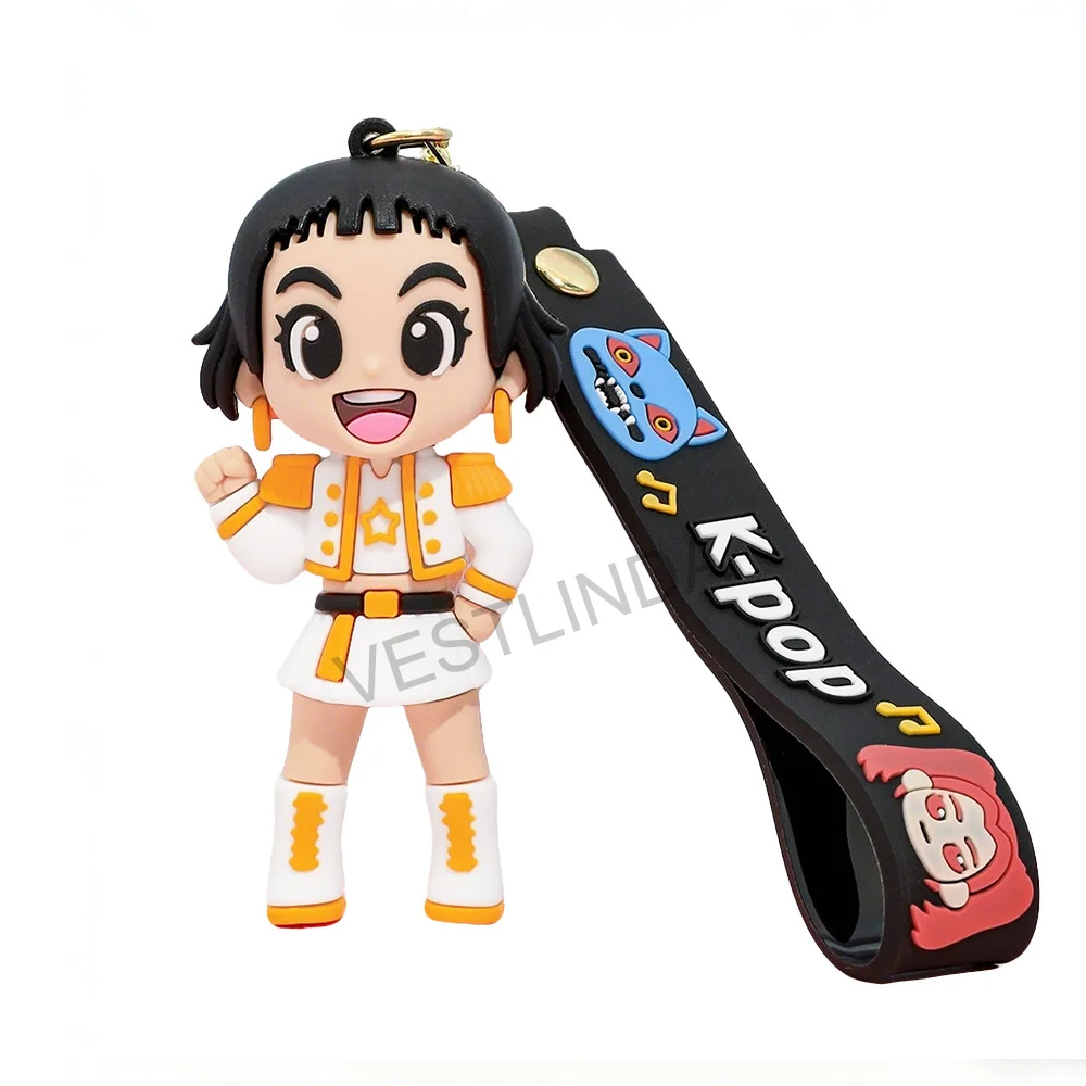 Meistverkaufte KPop Demon Hunter Serie Schlüsselanhänger 3D Stereo-Puppe Weiche Gummipuppe Schlüsselring Anime-Zubehör Spielzeug Auto-Schlüssel-Dekoration