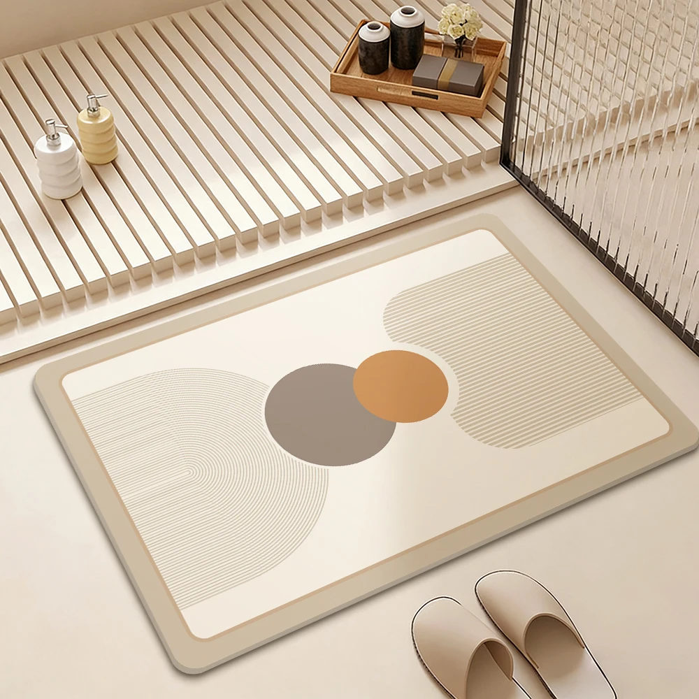 

Anti-slip Rubber Door Water Absorbent Modern Rug Set Diatomite Bath Mats for Home Kitchen Bathroom Novelty Pattern Carpet