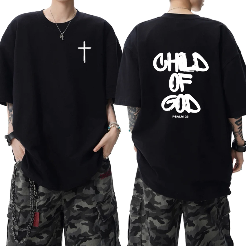 

God of God Bible Religious Jesus Graphic Double Sided print Oversized t-shirt 100% Cotton short sleeve t-shirts Unisex clothing