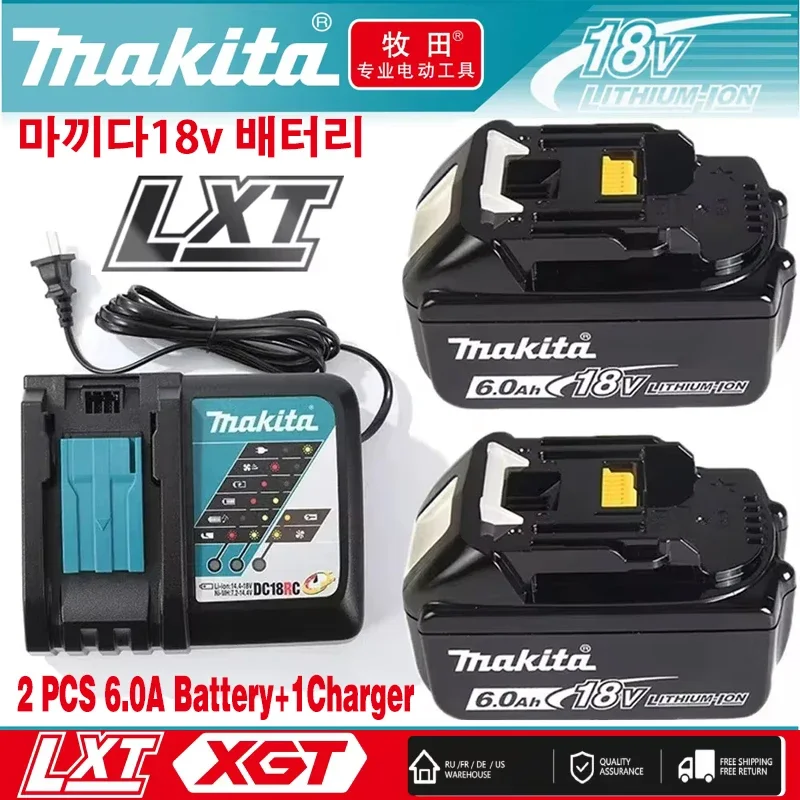 

100% Original Makita Rechargeable Power Tool Battery, Replaceable LED Lithium-ion, 6.0 Ah 18V LXT BL1860B BL1860BL1850 BL1830