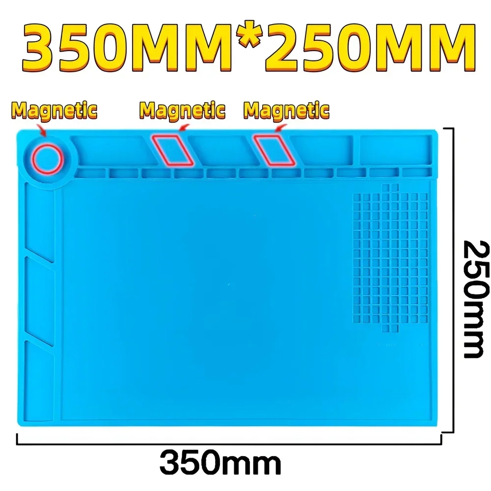 Magnetische mat Siliconen reparatiemat Printplaat Soldeerkussen Hittebestendig 932 ° F Antistatisch voor ESD Iron Phone Repair