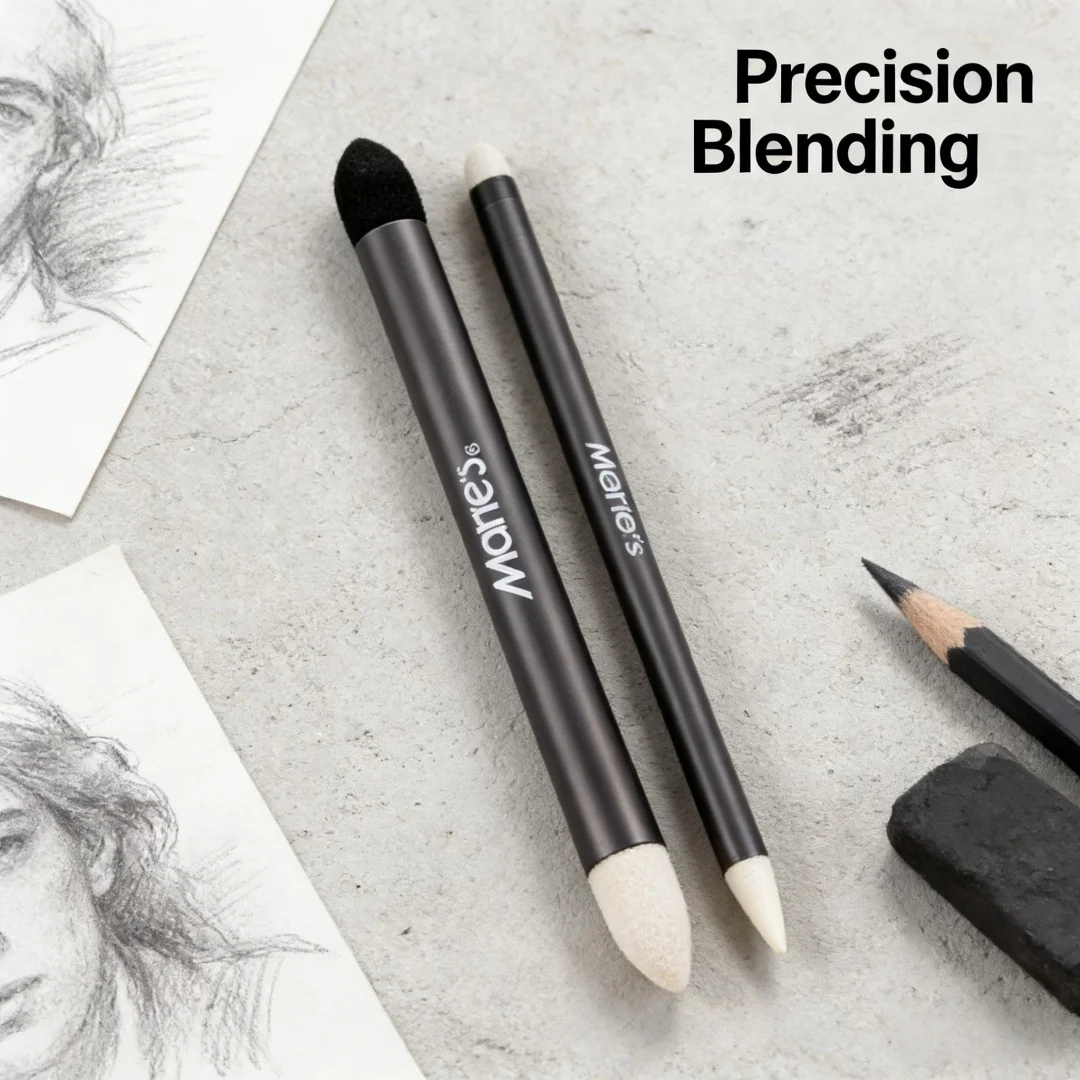 

Artist Sketching Blending Pen Professional Dual Head Felt Sponge Smudger For Hair Skin Texture Detail Blending Art Drawing Tool