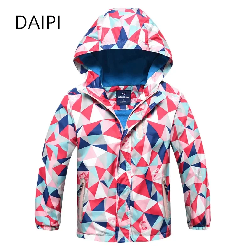 

3-12T Girls Coat Autumn Flower Fleece Children's Clothes Jacket for New Kids Polar Windproof Windbreaker Outerwear